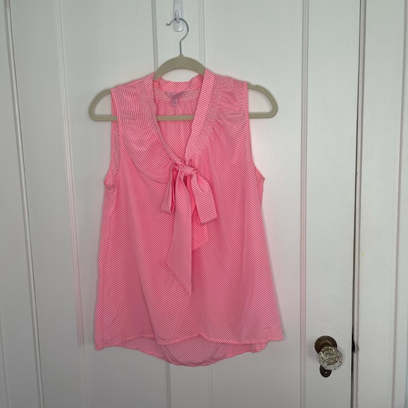 Lilly Pulitzer Pink White Stripe Sleeveless Blouse - Picture 2 of 10